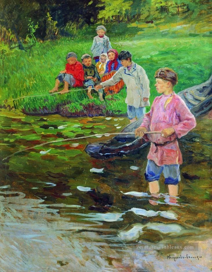 enfants pêcheurs Nikolaï Bogdanov Belsky Peintures à l'huile